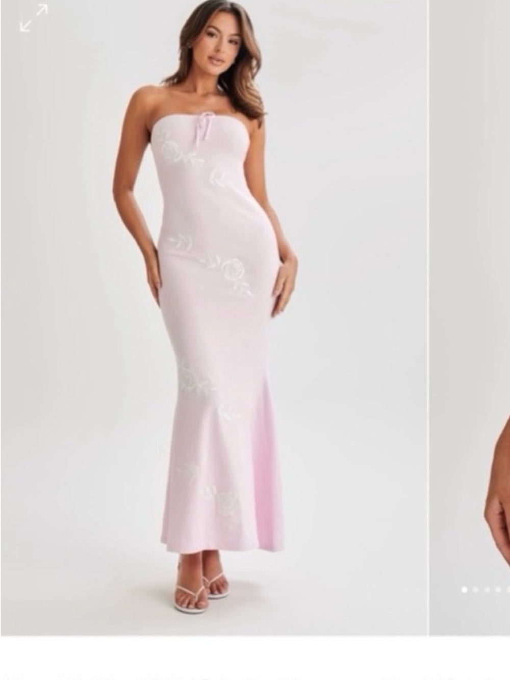 Meshki Blush Pink Strapless Embroidered Maxi Dress